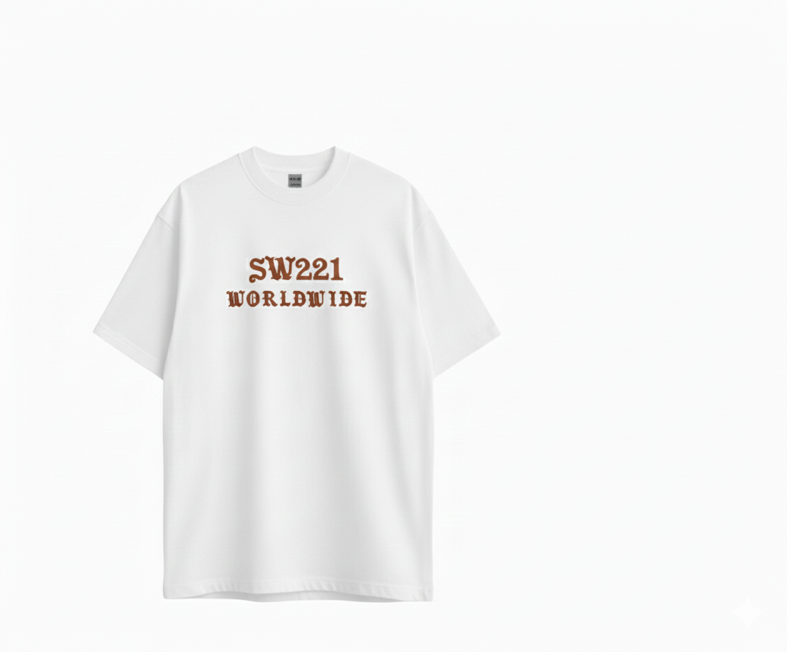 White brown black beige T-shirt
