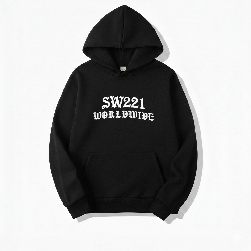 Black and white hooded sweater