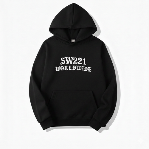 Black and white hooded sweater